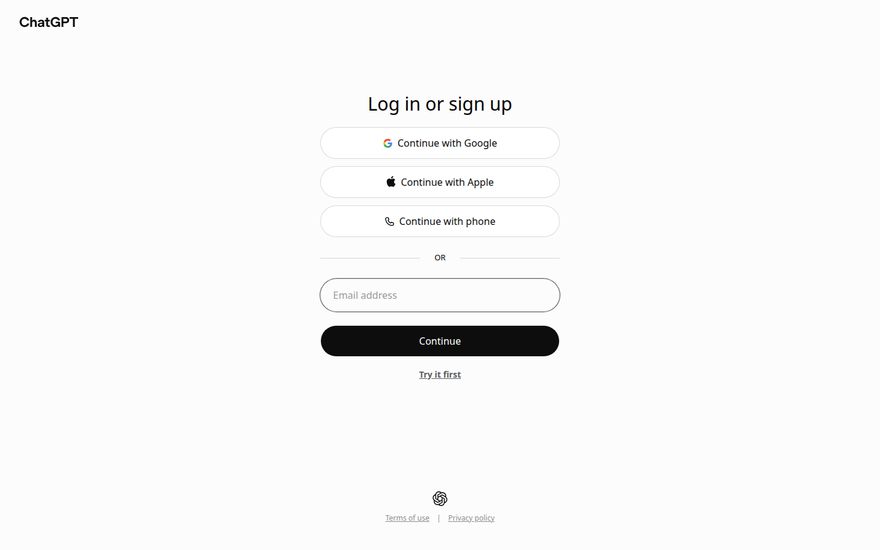 ChatGPT 登录注册页